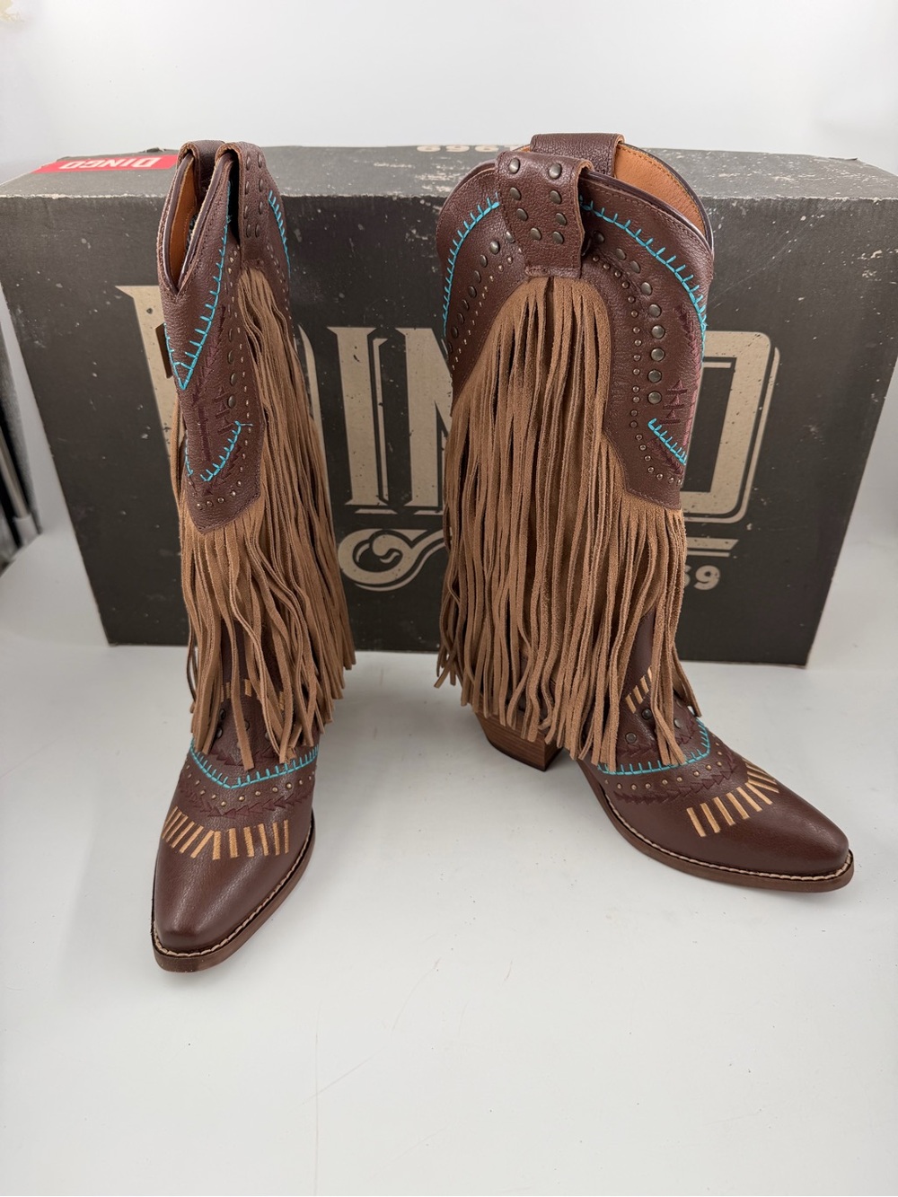 Dingo Women’s Gypsy-SZ 6.5-Fringe Detail Pull-On Pointed Toe Cowboy Boots